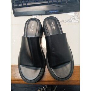 Arizona Jean Company WOMEN'S Black faux Leather Y2K Platform Slides Size 7.5